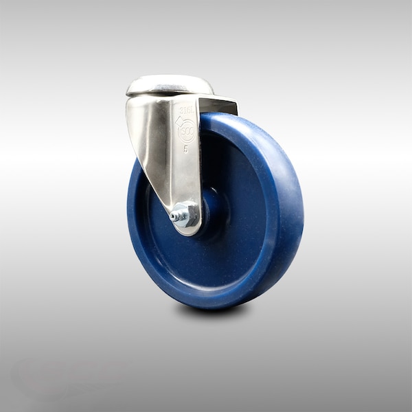 5 Inch 316SS Solid Polyurethane Wheel Swivel Bolt Hole Caster
